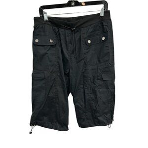 TAXI Womens Black Cargo Shorts Elastic Waistband Drawstring  Size 1X